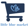 A blue shopping cart logo with text that says Little Blue Market