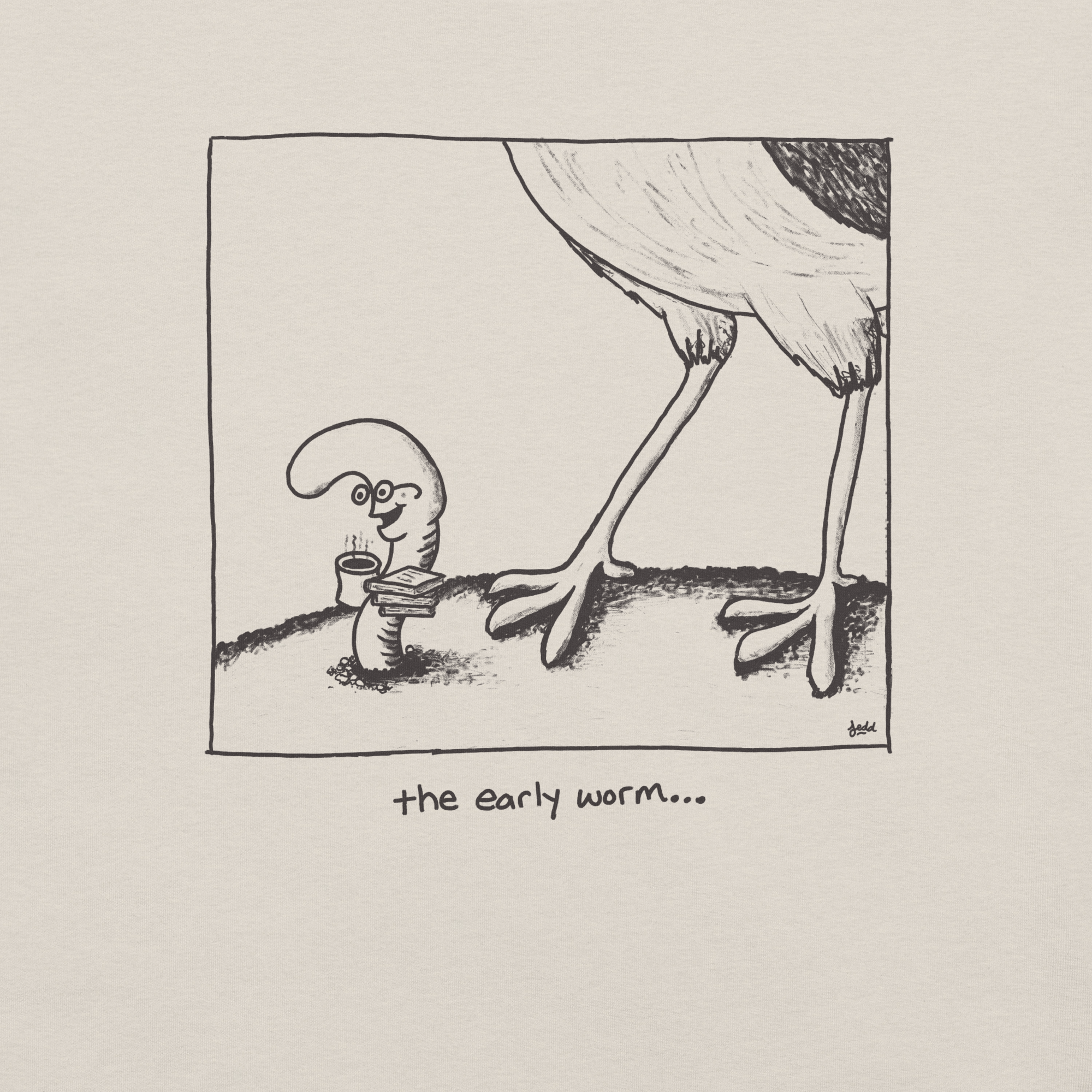 A cartoon with a bird looming over a worm with a caption that says "the early worm..."