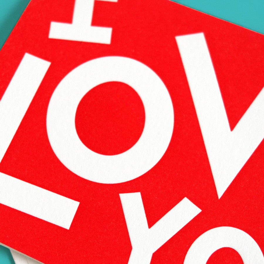 Detailed photo of greeting card showing the texture from the letterpress printing